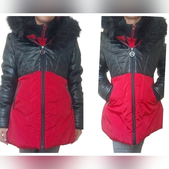 3R Streetwear Red Black Faux Fur Parka Winter Snow Large NWT - Picture 2 of 9
